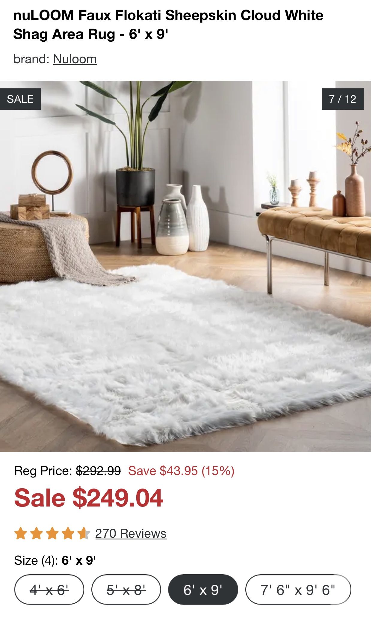 Faux Fur nuLoom Rug 6’x9’