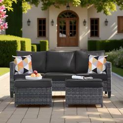 OVIOS Outdoor Couch New Vultros 3-Piece High Back with Ottoman
