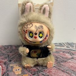Handcrafted Hip-Hop Labubu Doll: Custom Face Tattoos colorful Teeth and Hoodie