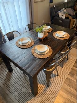 Solid Wood Dining Table  - Dark Brown