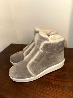 Prada Sport gray suede high-top sneaker boots