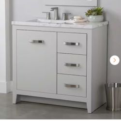 Home Decorators Collection Blakely 37 i n. W x 19 in. D Bath Vanity in Sterling G