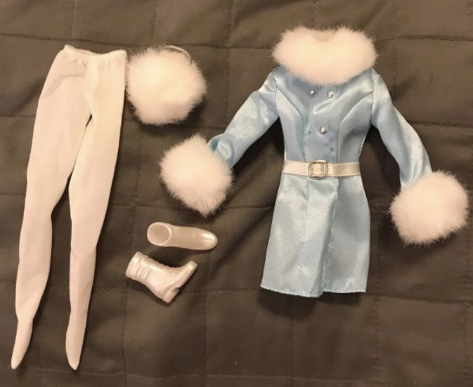Barbie light blue winter dress bjd