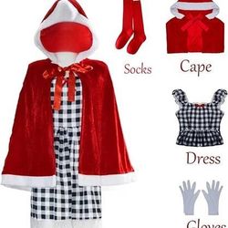 Like NEW Kid Girl Sz 9-10 Halloween Christmas Costume Clothes Outfit Women Party Suit Cape Red Dress