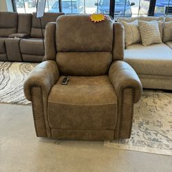 Brown Fabric Electric Recliner 