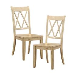 Festus Buttermilk Finish Wood Dining Chair without Cushion, Set of 4