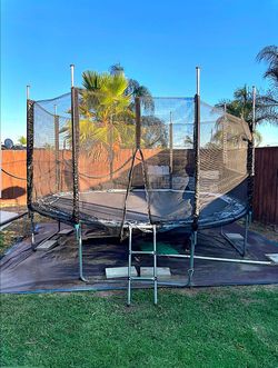 12 ft Netted Trampoline with Ladder & Basketball Hoop