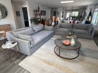 Gray Upholstered Sofa Set – 2 Pieces