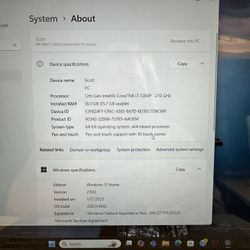 HP Envy X360, 16GB RAM I7-160p
