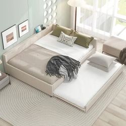 Beige Upholstered Daybed with Trundle - Brand New in Box (Twin)