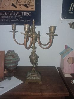 Antique Brass Five-Arm Candelabra