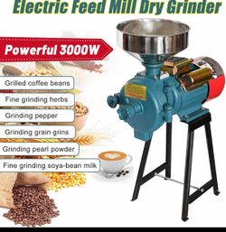 Electric Grain Grinder Mill, 3000W 110V Corn Grinder Mill Electric, Dry Cereals Rice Coffee Wheat