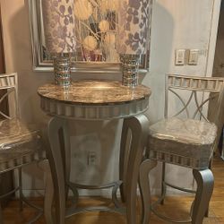 Table and chairs $225 antique cushions 5 inches high