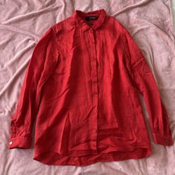 The Kooples Red Silk Viscose Textured Shirt Blouse Size Small – Flawed 