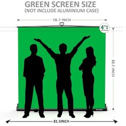 78.7 x 82.7in Large Collapsible Green Screen Backdrop Portable Retractable Chroma Key Panel Photo Background with Stand for Video Conference, Photogra