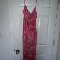 Pink Floral Slip Dress – Size Small