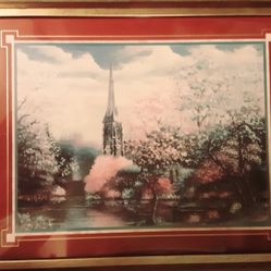 JOE SAMBATARO COLORFUL CHURCH PAINTING  (offers welcome)