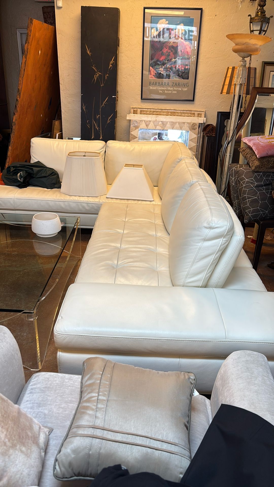 Couch Sectional White Leather