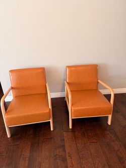 Mid Century Faux Leather Accent Chairs