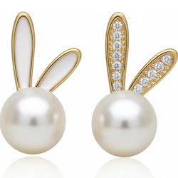 Cute Bunny Jewelry Earrings for Women, Holiday Rabbit Pearl Ear Earrings for Women, Outfits & Shirt Accessories
