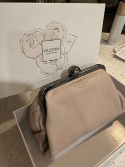 Valentina Parfums leather Cosmetic Makeup Bag Or Small Clutch