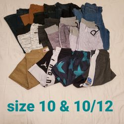 Boys long jeans, sweat pants and bball shorts size 10 & 10/12