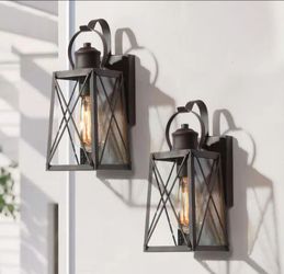LNC Craftsman Wall Lantern Sconces (2 Pack)