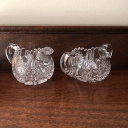 American Brilliant cut glass sugar and creamer Set