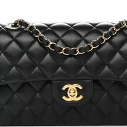 Chanel Lambskin Medium Double Flap Purse NEW - Black 