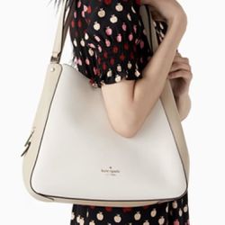 Kate Spade Leila Colorblock Medium Triple Compartment Shoulder Bag Purse Handbag, WARM BEIGE MULTI
