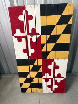 Handmade Rustic Maryland Flag Wood Art – Wall Décor / Tabletop