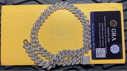 Luxury S925 Silver 15mm wide 18 inches VVS Moissanite Cuban Link Chain – 2 Row Silver