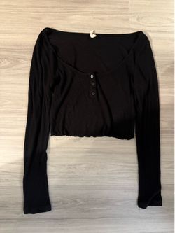 Black Ribbed LA Hearts Pacsun Cropped Longsleeve Women’s Small