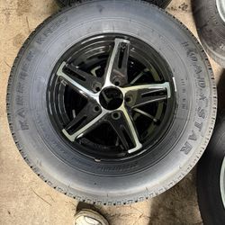 New 205-75-14inch Trailer Tires With Black Aluminum Wheels.  Loadstar. In Stock 