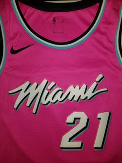 Hussan Whiteside Large Miami Heat Miami Vice pink Rare jersey for