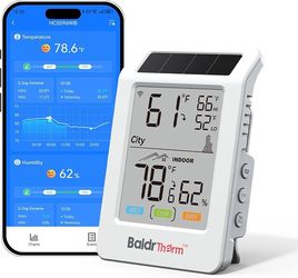 Brand new in box WiFi Thermometer Hygrometer, Wireless Indoor Outdoor Temperature Humidity Monitor, Solar Boost, 3.9" Large Screen, App Alerts for Hom