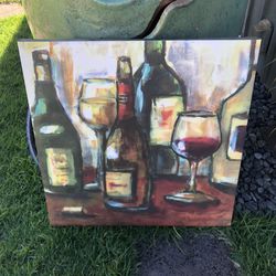 Wine painting, home decor, art