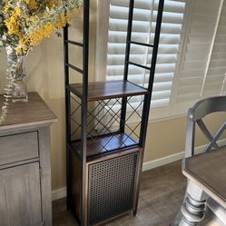 Freestanding Wine Bar Cabinet With Glass Rack & Storage