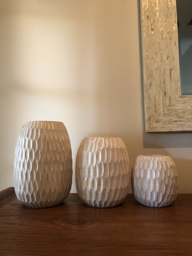 Wooden Vases Set Of 3