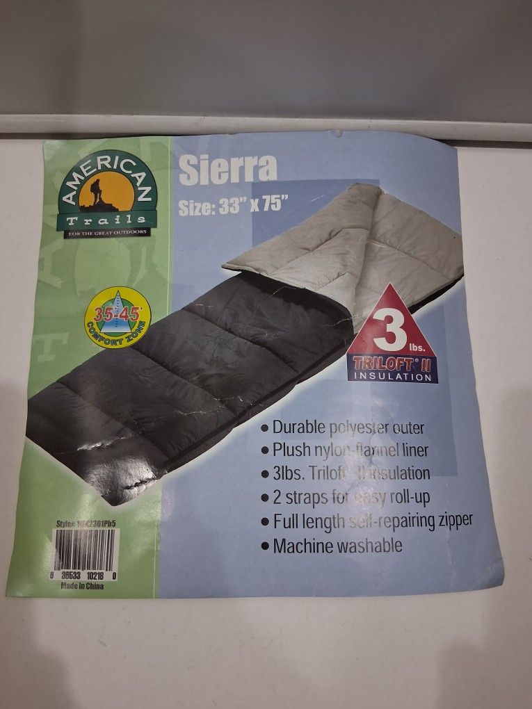 Sleeping Bag, 33" x 75", Black, Good Condition, Used