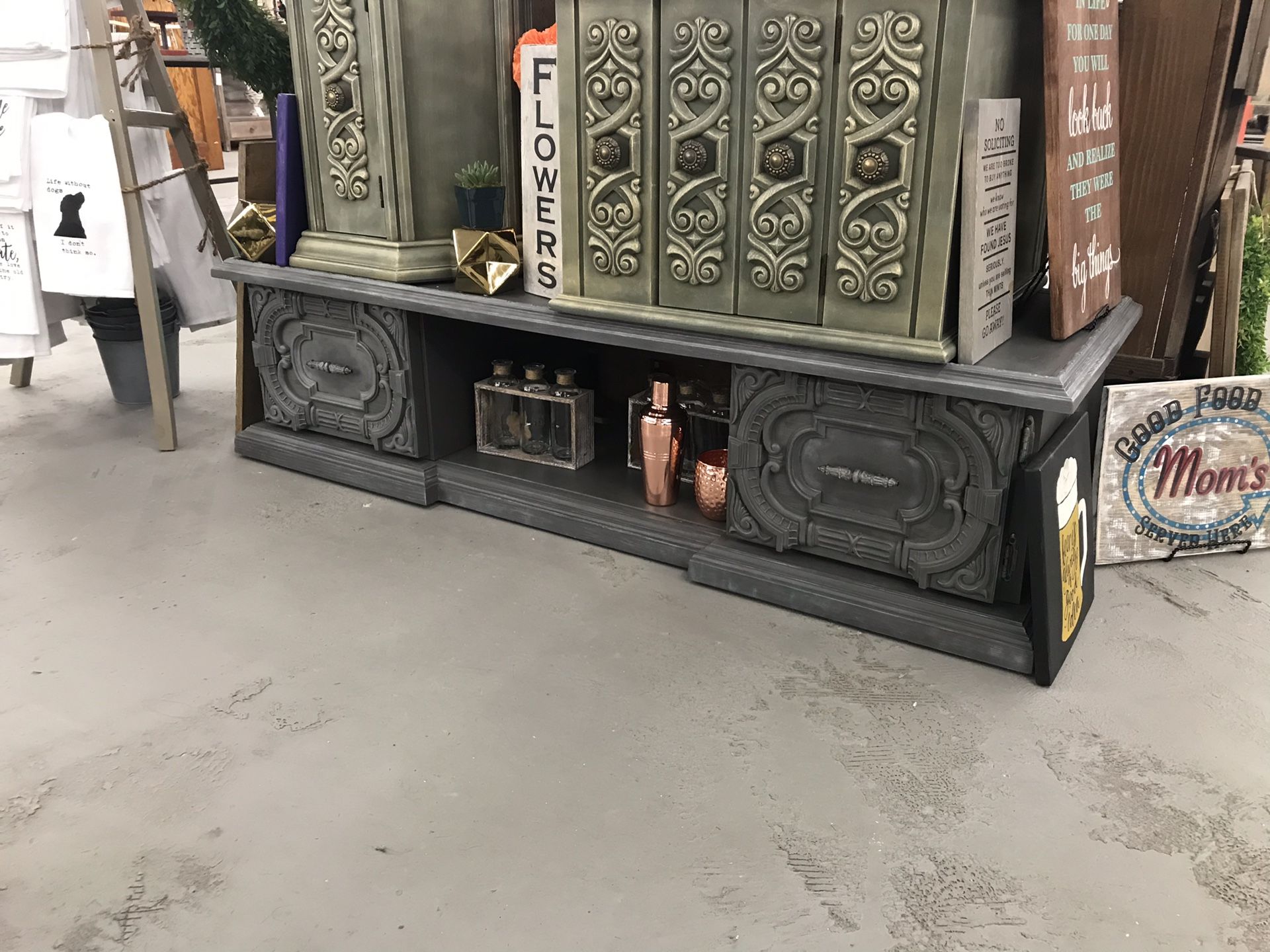Gray media stand / tv stand / long sofa or console table