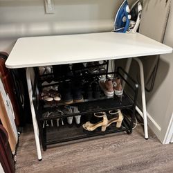 adjustable height white table  
