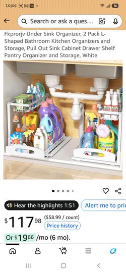 Under Sink Organizer 2-Pack Pull-Out Shelf White