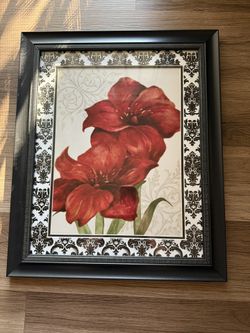 Red Flowers Art Frame, Cuadro de Flores Rojas