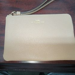 Coach® Wristlet In Beige, Brand New And Authentic 