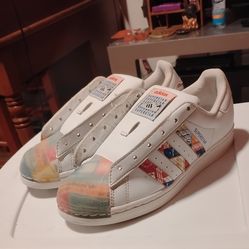 White Adidas Superstar Sneakers with Custom Design