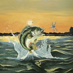 Original Fishing Artwork - Breaking The Surface (24x36)