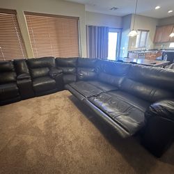 Dark brown Leather Sectional Sofa