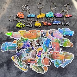 Cars Stickers and Keychains NEW 
