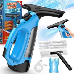 3-in-1 Rechargeable Window Vacuum Squeegee Cordless with 10 inch Blade, Window Cleaner for Efficiently Spraying, Wiping and Vacuuming Windows, Mirrors
